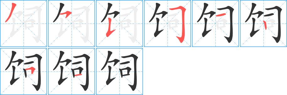 饲的笔顺分步演示